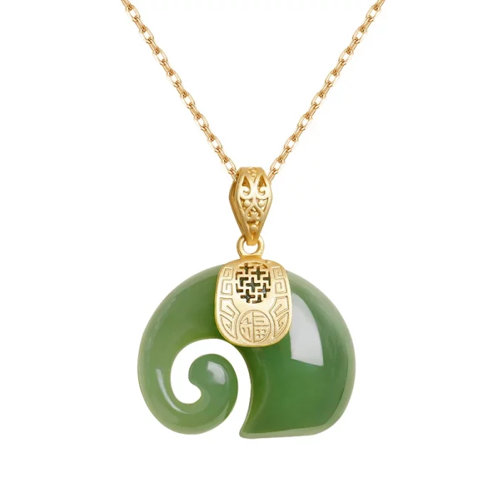 Vintage White Hetian Jade Elephant Pendant 18K Gold Plated Chain Necklace Stainless Steel Sapphire Choker Jewelry for Women - Image 3