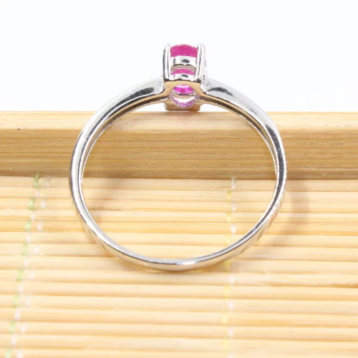 Classic Ruby Wedding Ring for Woman 4mm * 6mm Genuine Ruby Silver Ring Sterling Silver Ruby Ring Real Silver Gemstone Jewelry - Image 6