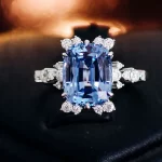 Provence 10K/14K gold cushion cut cornflower blue lab sapphire rings flower gemstone diamond ring Anniversary Birthday gift - Image 2
