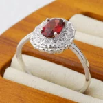 925 sterling silver ring set with natural garnet ruby ring, exquisite and elegant wedding party jewelry gift, women's ring - Image 2