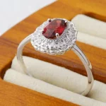 925 sterling silver ring set with natural garnet ruby ring, exquisite and elegant wedding party jewelry gift, women's ring