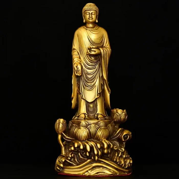 Copper Amitabha Bodhisattva Guanyin Western Three Saints Home Offerings Pray for Blessings Buddha Statue - Image 4