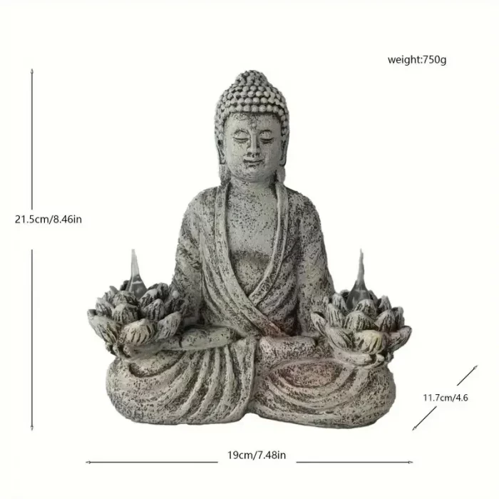 1pc Lotus Buddha Statues with LED Lights, Solar-Power Buddha Sculpture Decor for Home Garden, Yard, Patio, Yoga. - Image 6