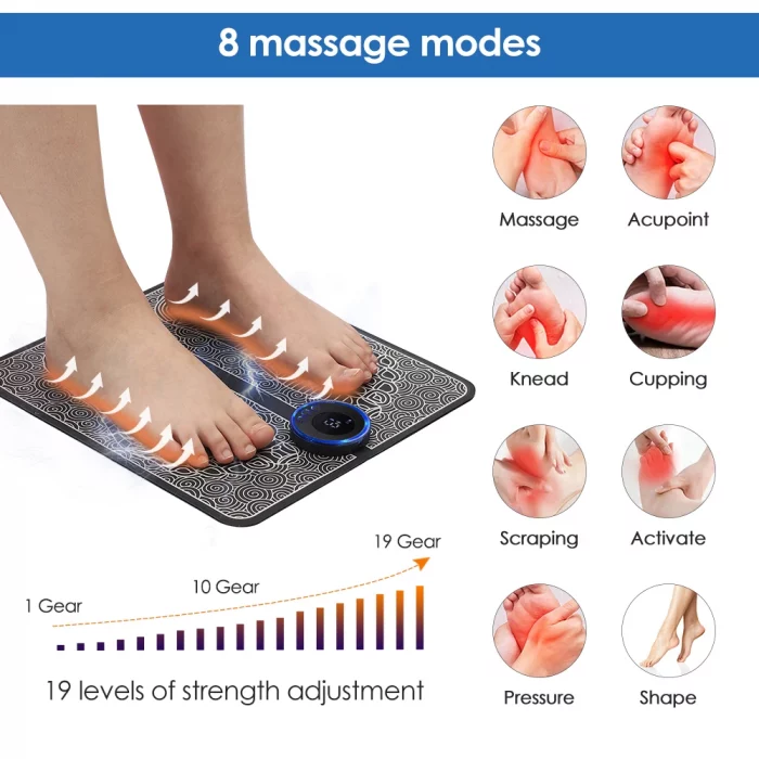 Rechargeable Electric Foot Massager Pad Electrostimulator Massage Mat EMS Muscle Massager Relax Feet Massage Fitness Masajeador - Image 4