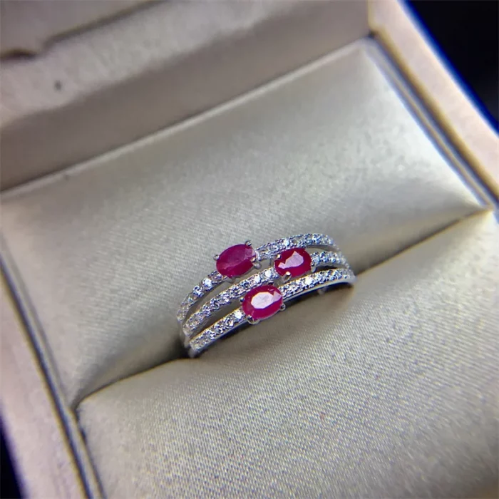Wedding Ring for Women Real Pure 925 Sterling Silver Natural Ruby Genuine Gemstone Rose Gold Birthstone Engagement - Image 2