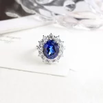 CHARMING 6.0CT Sea Blue Sapphire Ring Oval Cut Eternity Diana Trending Popular Wedding Royal Handmade Jewelry For Women Hot Sale - Image 3
