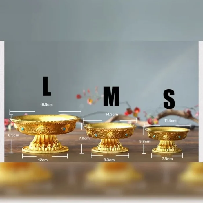 Zinc Alloy Tribute Buddhist Fruit Plate Gold Auspicious Luster Tibetan Plate Engraving Buddha Fruit Saucer Home Gift Decorative - Image 5