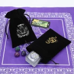 1pcs Black Velvet Tarot Storage Bag Mini Drawstring Package Witch Divination Crystal Pouch Bag Dice Holder Board Game Gold - Image 3
