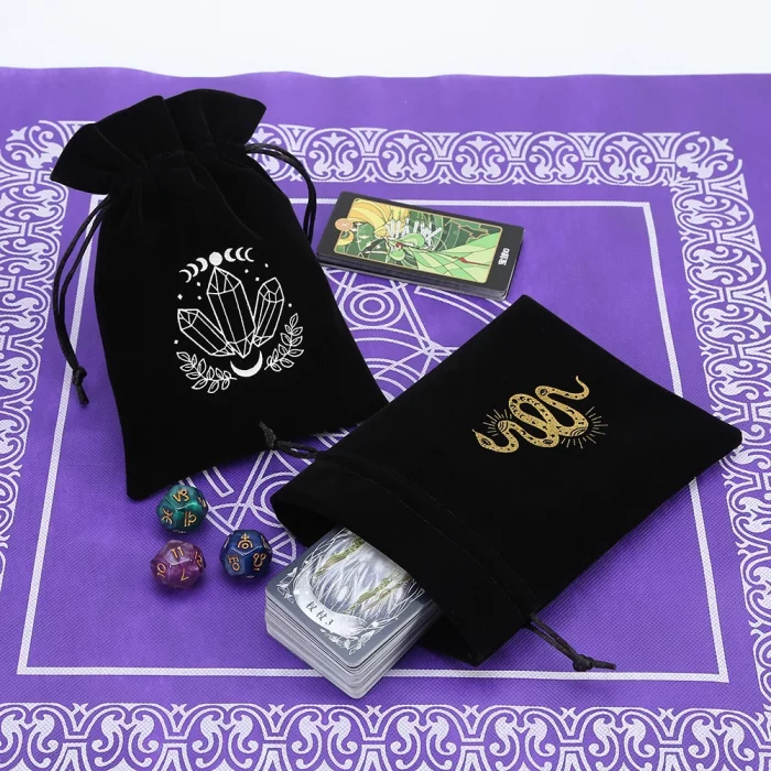 1pcs Black Velvet Tarot Storage Bag Mini Drawstring Package Witch Divination Crystal Pouch Bag Dice Holder Board Game Gold - Image 3