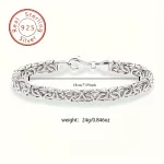 S925 Sterling Silver Byzantine Emperor Chain Bracelet for Men Women Polished Miami Cuban Smooth Kpop Jewelry - Image 7