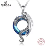 Eudora Real 925 Sterling Silver Dragon Neckalce for Women Luxury Austrian Crystal Cool Dragon Pendants Necklaces Trendy Jewelry - Image 2