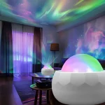 Northern Lights Aurora Projector Lamp RGB Water Ripple Galaxy Night Light USB Decorative LED Ambient Light for Bedroom & Parties