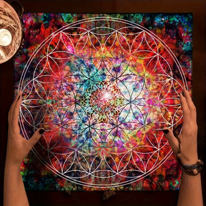 VIKAMA Mandala Moon Tarot Card Tablecloth Moon Sky Tarot Card Divination Cloth Oracle Card Mat Home Decor - Image 3