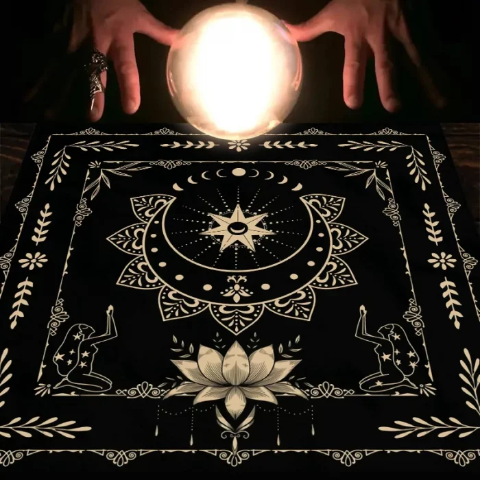1pc Tarot tablecloth with your power, snake shaped floral and plant print astrology tablecloth, altar decoration tablecloth - Image 1