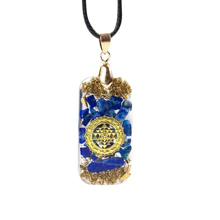 Natural Lapis Lazuli Sri Yantra Necklace Orgone Metatron Cube Pendant Orgonite Energy Chakela Reiki Metal Crystal Jewelry Gift - Image 6