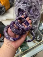 Natural Amethyst Stone Beads Bracelet Natural Energy Stone Bangle Gemstone Jewelry for Woman Birthstone for Aquarius for Gift - Image 3