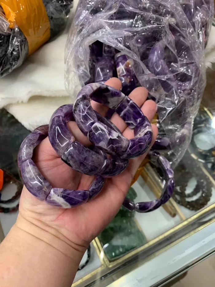 Natural Amethyst Stone Beads Bracelet Natural Energy Stone Bangle Gemstone Jewelry for Woman Birthstone for Aquarius for Gift - Image 3