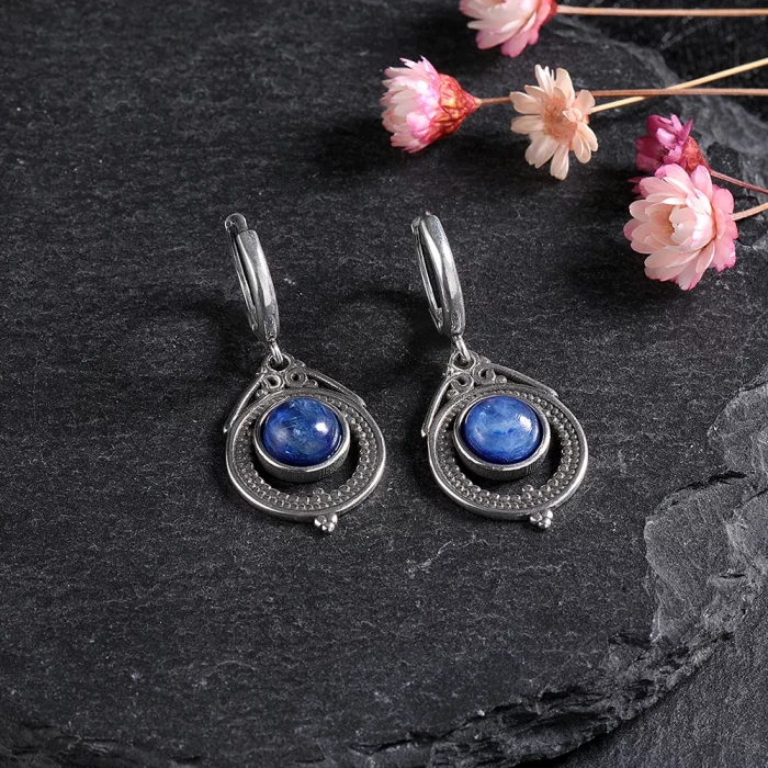 Vintage Natural Moonstone Kyanite Earrings Elegant Labradorite Gemstone Drop Earring Engagement Wedding Party Jewelry Gifts - Image 7