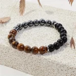 Triple Protection Bracelet:Tiger Eye, Black Obsidian, & Hematite 8mm Round Protection Crystals (Gemstone Stretch Bracelet) - Image 5