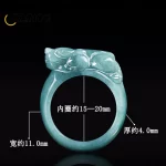 Genuine Natural A-goods Jadeite Blue Water PiXiu Ring Luxury Fashion Charm Men and Women Holiday Gift - Image 5