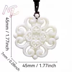 Natural Jade Flower Pendant Necklace Charm Stone Fashion Accessories Real Jewelry Designer Amulet Carved Gemstone Vintage - Image 2