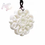 Natural Jade Flower Pendant Necklace Charm Stone Fashion Accessories Real Jewelry Designer Amulet Carved Gemstone Vintage - Image 3