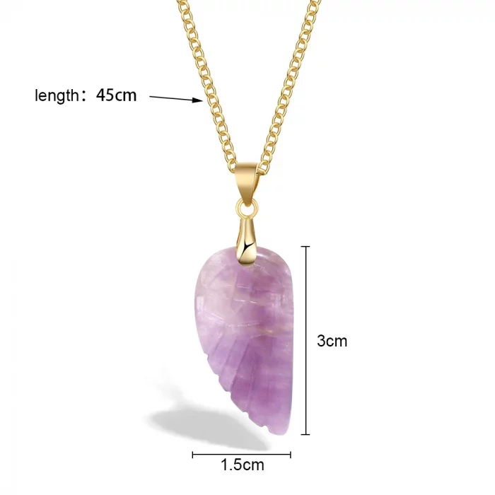 Lapis Lazuli Stone Wing Pendent Necklace Natural Stone Citrines Amethysts Quartzs Gold Color Chain Necklace Jewelry Gift - Image 3