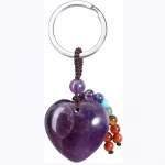 Natural Rose Quartz Heart Crystal Keychain 7 Chakra Healing Gemstone Key Ring Charm for Women Girls - Image 5