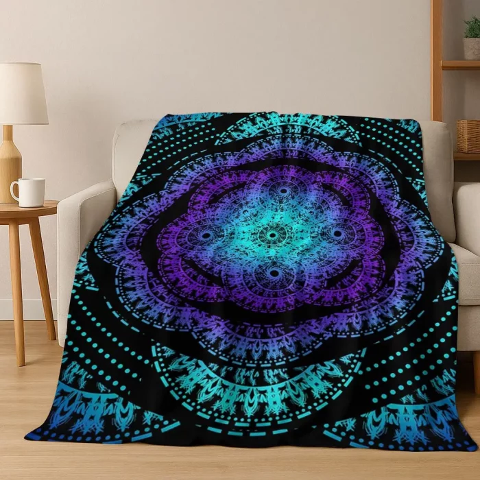 Rainbow Mandala Flower Chakras Yoga Bohemia Art Flannel Blanket,Cozy Soft Throw Blanket for Home Bedroom Bed Sofa Cover Kid Gift - Image 5