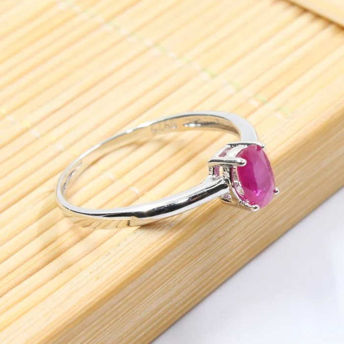 Classic Ruby Wedding Ring for Woman 4mm * 6mm Genuine Ruby Silver Ring Sterling Silver Ruby Ring Real Silver Gemstone Jewelry - Image 5