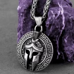 Viking Spartan Warrior Mask Necklace Stainless Steel Men Hip Hop Punk Amulet Pendant Necklace Vintage Warrior Jewelry Wholesale - Image 2