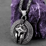 Viking Spartan Warrior Mask Necklace Stainless Steel Men Hip Hop Punk Amulet Pendant Necklace Vintage Warrior Jewelry Wholesale