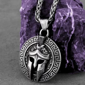 Viking Spartan Warrior Mask Necklace Stainless Steel Men Hip Hop Punk Amulet Pendant Necklace Vintage Warrior Jewelry Wholesale
