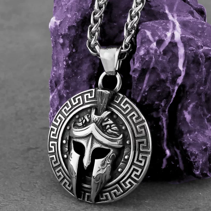 Viking Spartan Warrior Mask Necklace Stainless Steel Men Hip Hop Punk Amulet Pendant Necklace Vintage Warrior Jewelry Wholesale - Image 2