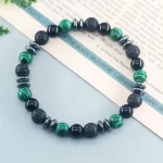 Natural Stone Beads Bracelet Women Green Malachite Yellow Tiger Eye Stone Beads Elastic Strand Wristband Jewelry Gift for Friend - Image 5