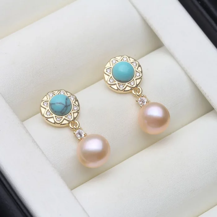 Real Silver 925 White Pearl Earrings Jewelry Women,Cultured Natural Freshwater Earrings Pearl Dangle Wife Mother Party Gifts - Image 6