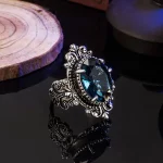 WOSIKATE Vintage 925 Sterling Silver Ring For Women Wedding Jewelry With Oval Sapphire Gemstones Female Fine Jewelry Party Gifts - Image 5