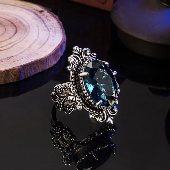 WOSIKATE Vintage 925 Sterling Silver Ring For Women Wedding Jewelry With Oval Sapphire Gemstones Female Fine Jewelry Party Gifts - Image 5