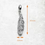 Rebel Feather Charm For Women Men Vintage 925 Sterling Silver Autumn Jewelry - Image 3