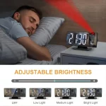 Projection alarm clock multifunction Intelligent luminous clock Bedroom large screen digital clock 180℃ back and celling projec - Image 5