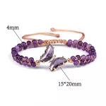 Purple Crystal Butterfly Charm Bracelet Handmade Braided Bracelet 4mm Natural Stone Amethysts Beads Wrap Bangles For Women Men - Image 6