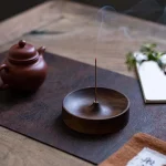North American Black Walnut Solid Wood Incense Stick Handmade Tea Ceremony Round Incense Burner Agarwood Tray Holder - Image 2