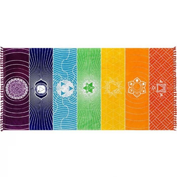 Rainbow Boho Beach Mat Mandala Blanket Striped Wall Hanging Tapestry Scarf Yoga Mat PRE Tapestries - Image 7