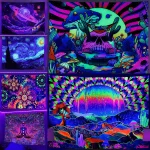 Trippy Tapestry UV Reactive Fluorescent Mandala Hippie Skull Wall Hanging Cloth Bohemia Home Room Decor Kawaii Wall Decoration