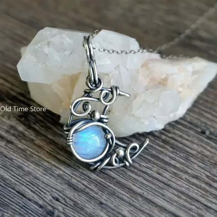 Fashion Moonstone Necklace Crescent Crystal Moon Pendant Vintage Necklaces for Women Female Boho Jewelry Gifts 2025 New Trend - Image 3