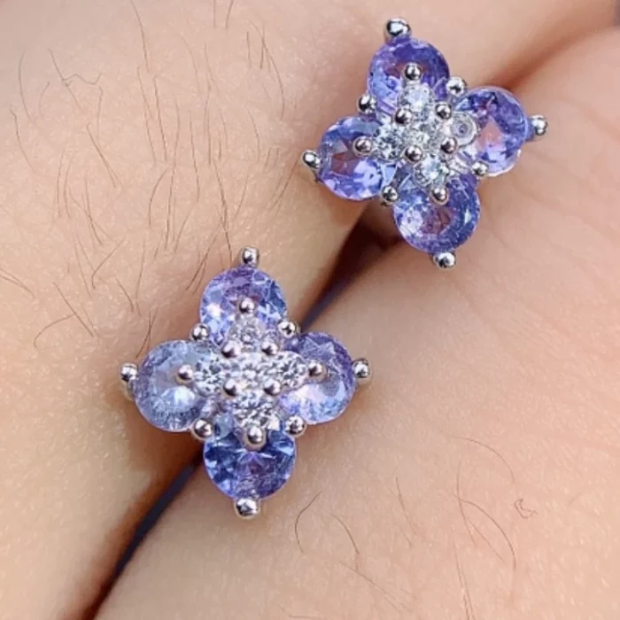 New Fine Jewelry 3mm Natural Tanzanite Earring Silver 925 Earings for Women Daily Wear - Image 2