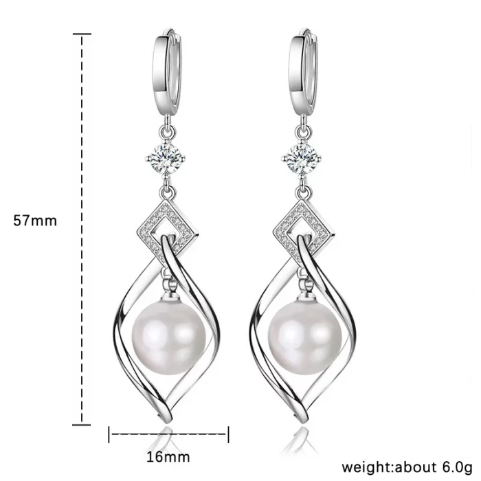 ALIZERO 925 Sterling Silver AAA Zircon Natural Pearl Earrings For Women Fashion Gorgeous Wedding Engagement Party Jewelry - Image 6