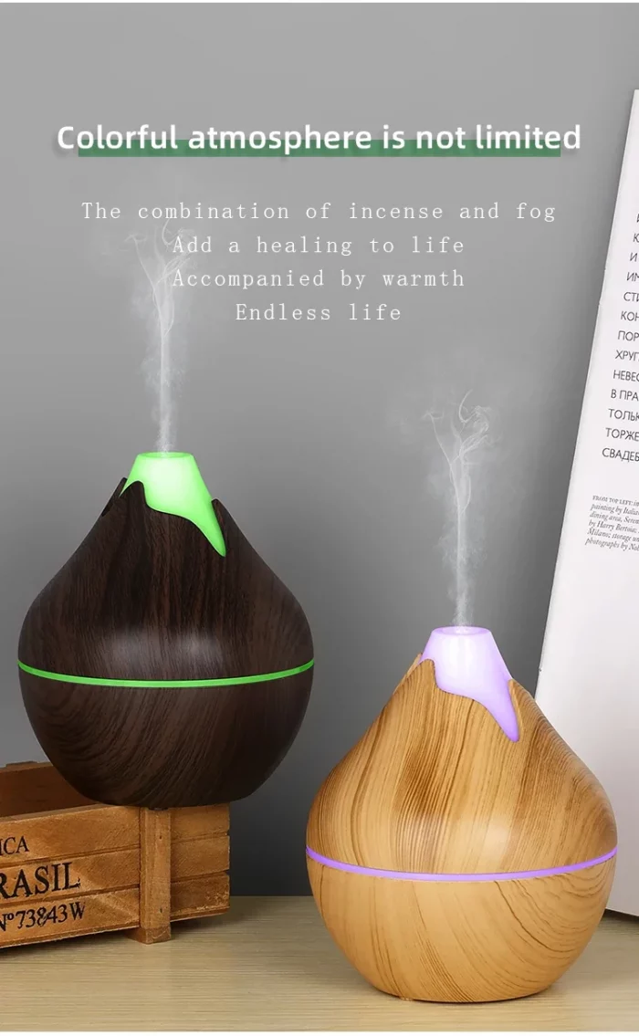 350ML USB Aroma Oil Diffuser Wood Electric Humidifier Ultrasonic Air Humidifier Mini Aromatherapy LED Light Mist Maker for Home - Image 1