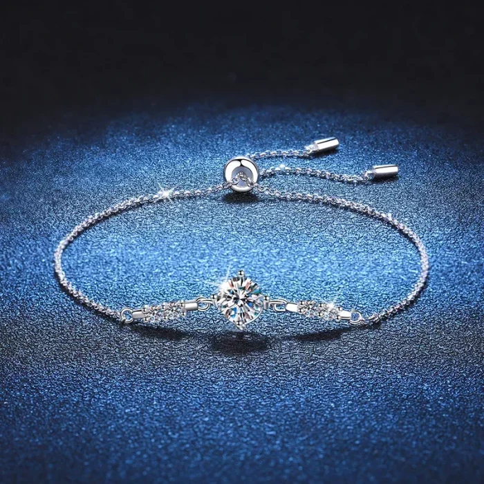1 Carat Moissanite 925 Sterling Silver Women Bracelet Round Cut Bracelet White Gemstone Anniversary Jewelry 2023 - Image 2