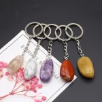 Natural Raw Ore Keychain Gem Reiki Healing Quartz Agate Citrine Irregular Stone Pendants Charms DIY Jewelry Making Accessorie - Image 4